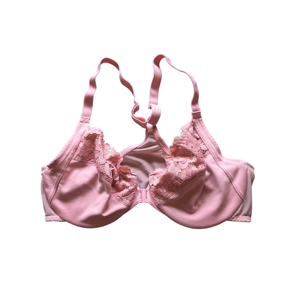 Delimira Front‎ Closure Bra 36D Womens Pink Underwired Not Padded Adjustable